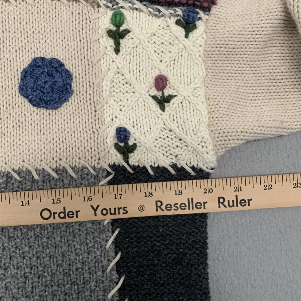 Vintage Baxter Wells Sweater 3D Embroidered Heart Flower Cottagecore Petite M - Picture 11 of 14